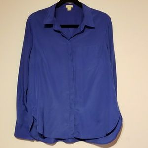 Jcrew Factory Blue Silky Button up Top